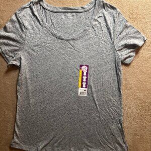 NEW! Eddie Bauer Woman‎ Medium Gray Short Sleeve Lightweight Stretch Shirt